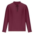 thumbnail image 1 of LMOIPLI Mens Shirts Cotton Lace-Up Renaissance Shirt Viking Medieval Long Sleeve Pirate Costume Retro Style Tunic Top Wine L, 1 of 5