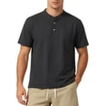thumbnail image 1 of LMOIPLI Mens Short Sleeve Mandarin Collar Henley Shirt Soft Breathable Casual Top for Daily and Business Casual Wear Black XXL, 1 of 5
