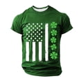 thumbnail image 1 of LMOIPLI Mens St.Patrick's Day Themed Graphic T Shirt Short Sleeve Casual Crew Neck Top with Distressed American Flag & Clover Print Green XL, 1 of 4