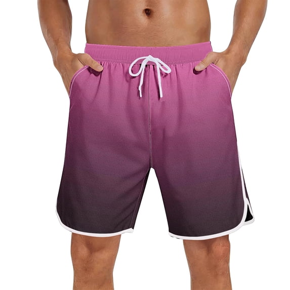 LMOIPLI Mens Swim Trunks with Mesh Liner Quick Dry Bathing Suits Beach Vacation Swimsuit Board Shorts with Pocket Hot Pink S