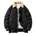 thumbnail image 1 of LMOIPLI Mens Thick Vintage Jacket Windproof Turndown Collar Winter Warm Zip Coat Casual Fashion Outdoor Outerwear with Pockets Black XXXXL, 1 of 5
