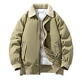 thumbnail image 1 of LMOIPLI Mens Thick Vintage Jacket Windproof Turndown Collar Winter Warm Zip Coat Casual Fashion Outdoor Outerwear with Pockets Green XXXXL, 1 of 4