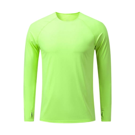 LMOIPLI Mens UPF 50+ Sun Protection Long Sleeve Shirts Quick Dry Breathable Rash Guard Lightweight UV Resistant Fishing Hiking Running Tops Mint Green XL