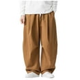 thumbnail image 1 of LMOIPLI Mens Ultra Loose Hip Hop Street Fashion Pants Elastic Waistband Drawstring Wide Leg Cargo Pant Baggy Harem Pant Khaki XL, 1 of 7