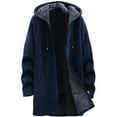 thumbnail image 1 of LMOIPLI Mens Windbreaker Hooded Coats Fall Winter Sweater Jackets Casual Knitted Cardigan Fleece Lined Full Zip Coat Long Jacket Blue XL, 1 of 5