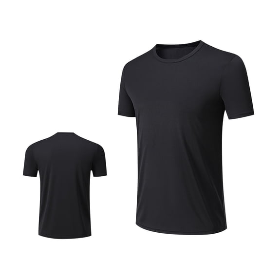 LMOIPLI Moisture Wicking Shirts for Men Short Sleeve Stretchy Quick Dry Workout Shirt Running Gym Clothes Activewear Tops Black S