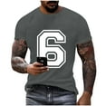 thumbnail image 1 of LMOIPLI Number 6 T-Shirt Unisex Short Sleeve Varsity Shirt Sports Team Jersey Crew Neck Fashionable Pullover Top Gray S, 1 of 6