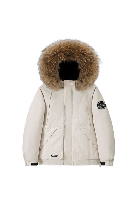 Puffer Jacket Men Waterproof Zip Up Winter Jackets for Women Warm Ski Snow Coat with Pockets Thicken Faux Fur Hooded Parka Yellow XXXL