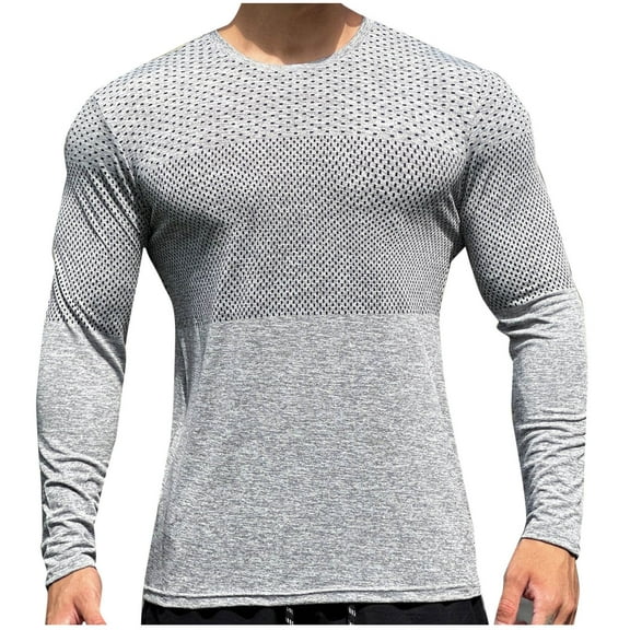 LMOIPLI Quick Dry Workout Shirts for Men Outdoor Long Sleeve Running Athletic T-Shirts Lightweight Basic Performance Tees Gray XXXL