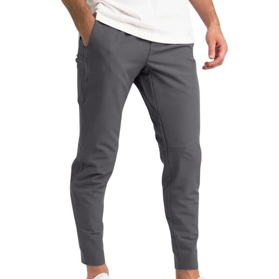 LMOIPLI Solid Color Men's Elastic Tight Fitting Casual Pants Drawstring Closure Breathable Fabric Pockets Comfortable for Jogging Running Hiking Outdoor Activities Gray XXL