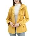 thumbnail image 1 of LMOIPLI Waterproof Windbreaker Womens 2025 Warm Coat Fall Winter Drawstring Pure Color Lightweight with Hooded Hooded Yellow XXL, 1 of 5