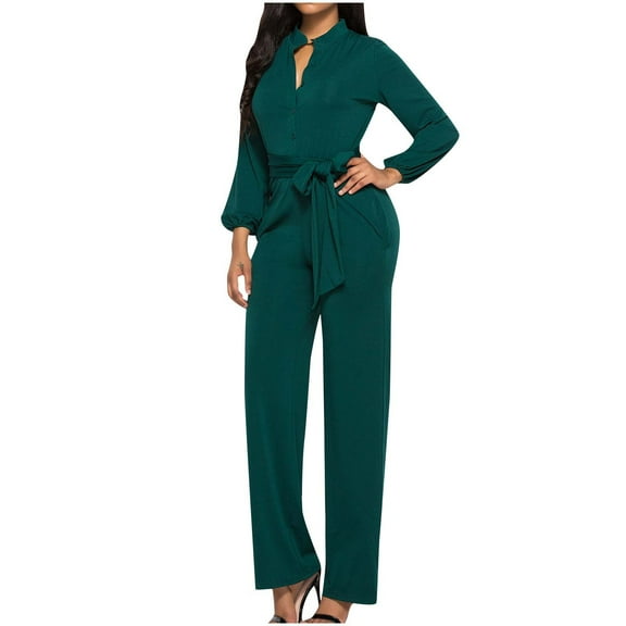 LMOIPLI Women's Adjustable Strap Romper Baggy Lightweight Long Pants Overalls Long Bib Pants Plain Color Wide Leg Outfits Fashion Summer Clothes Vintage Adjustable Strap Romper Army Green M