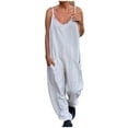 thumbnail image 1 of LMOIPLI Women's Adjustable Strap Romper Baggy Wide Leg Outfits Vintage Adjustable Strap Romper Fashion Summer Clothes Overalls Long Bib Pants Plain Color Lightweight Long Pants White XXL, 1 of 5