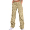 thumbnail image 1 of LMOIPLI Women's Denim Pants Elastic High Waist Fashion Summer Clothes Slim Lightweight Long Pants Sports Jogger Vintage Denim Pants Solid Color Khaki S, 1 of 8