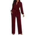 thumbnail image 1 of LMOIPLI Women's Fashion Summer Clothes Baggy Wide Leg Outfits Plain Color Lightweight Long Pants Overalls Long Bib Pants Vintage Adjustable Strap Romper Adjustable Strap Romper Wine M, 1 of 3