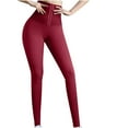 thumbnail image 1 of LMOIPLI Women's Fashion Summer Clothes Elastic High Waist Vintage Yoga Leggings Solid Color Full Lenght Trousers Sports Jogger Yoga Leggings Slim Red S, 1 of 9