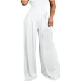 thumbnail image 1 of LMOIPLI Women's Fashion Summer Clothes Wide Leg Pants Palazzo Beach Pants Dressy Flowy Pant Lightweight Long Pants Elastic Waist Slack Solid Color Vintage Palazzo Beach Pants White S, 1 of 3
