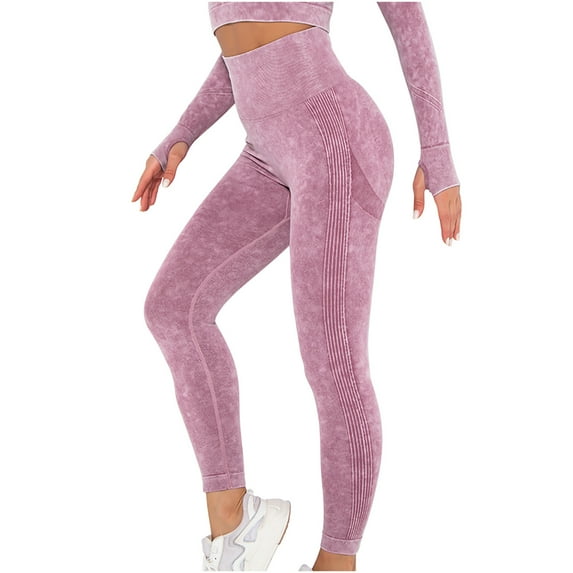 LMOIPLI Women's Full Lenght Trousers Vintage Yoga Leggings Fashion Summer Clothes Sports Jogger Slim Plain Color Elastic High Waist Yoga Leggings Hot Pink L