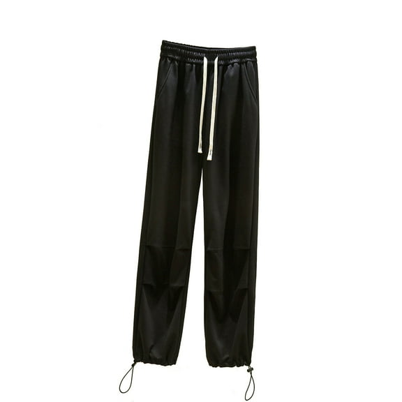 LMOIPLI Women's Home Wear Loose Fit Casual Linen Modal Pants Lounge Straight Leg Sweat Pants Summer Yoga Pants with Pockets Lightweight for Women Black,XL