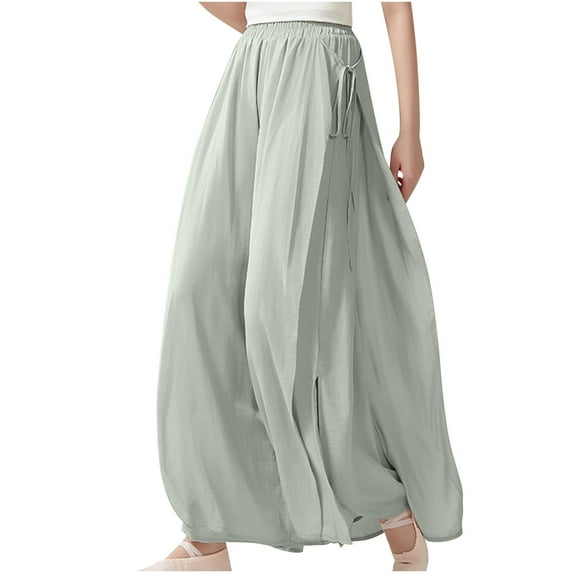LMOIPLI Women's Loose Palazzo Pants High Waist Comfy Lounge Palazzo Vintage Loose Palazzo Pants Fashion Summer Clothes Solid Color Dressy Bottoms Lightweight Long Pants Green M