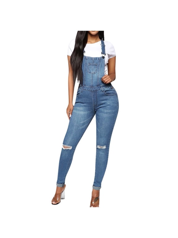 Women's Overalls Long Bib Pants Lightweight Long Pants Vintage Adjustable Strap Romper Fashion Summer Clothes Adjustable Strap Romper Wide Leg Outfits Baggy Solid Color Navy S
