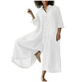 thumbnail image 1 of LMOIPLI Women's Overalls Long Bib Pants Lightweight Long Pants Vintage Adjustable Strap Romper Fashion Summer Clothes Baggy Wide Leg Outfits Adjustable Strap Romper Plain Color White XXXXXL, 1 of 6