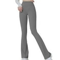 thumbnail image 1 of LMOIPLI Women's Plain Color Lightweight Long Pants Elastic High Waist Slim Fashion Summer Clothes Bootcut Vintage Yoga Leggings Yoga Leggings Gray S, 1 of 5