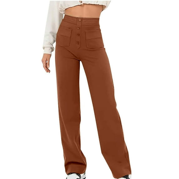 LMOIPLI Women's Slim Fitting Trouser Lightweight Long Pants Fashion Summer Clothes Elastic High Waist Plain Pencil Pants Skinny Tight Pants Stretchy Yoga Pants Vintage Skinny Tight Pants Coffee M