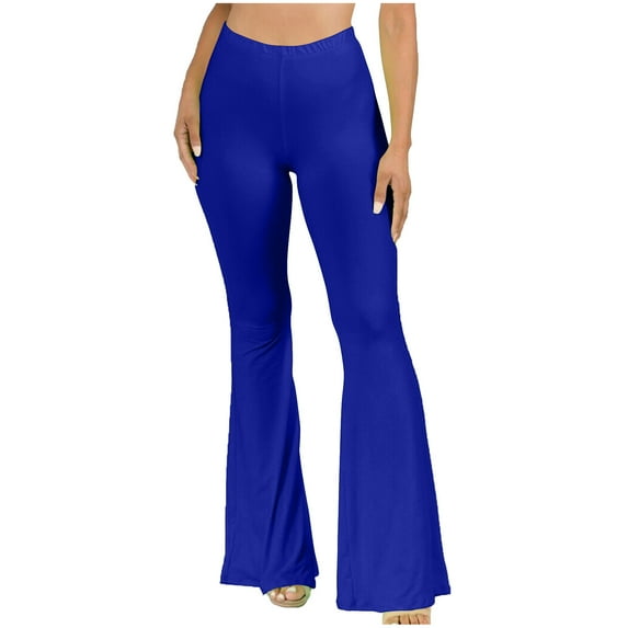 LMOIPLI Women's Slim Lightweight Long Pants Yoga Leggings Vintage Yoga Leggings Sports Jogger Fashion Summer Clothes Elastic High Waist Solid Color Blue L