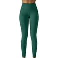 thumbnail image 1 of LMOIPLI Women's Sports Jogger Crop Pants Vintage Yoga Leggings Fashion Summer Clothes Solid Color Slim Elastic High Waist Yoga Leggings Green L, 1 of 6
