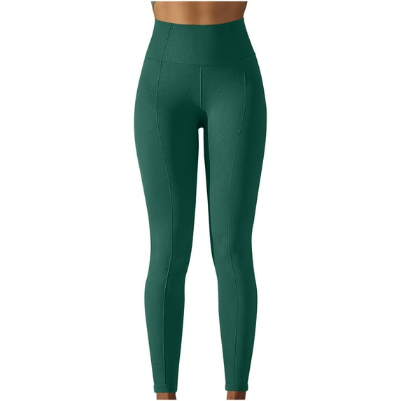 LMOIPLI Women's Sports Jogger Crop Pants Vintage Yoga Leggings Fashion Summer Clothes Solid Color Slim Elastic High Waist Yoga Leggings Green L