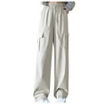 thumbnail image 1 of LMOIPLI Women's Sports Jogger Lightweight Long Pants Elastic High Waist Fashion Summer Clothes Palazzo Pants for Women Vintage Palazzo Pants for Women Slim Plain Color White M, 1 of 6