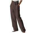 thumbnail image 1 of LMOIPLI Women's Straight Wide Leg Lightweight Long Pants Wide Leg Lounge Trousers Flowy Swing Palazzo Fashion Summer Clothes Plain Color Vintage Wide Leg Lounge Trousers Elastic High Waist Coffee M, 1 of 5