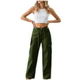 thumbnail image 1 of LMOIPLI Women's Tummy Control Trendy Jeans High Waisted Stretchy Jeans Lightweight Casual Denim Pants Straight Leg Loose for Women Army Green,XL, 1 of 1