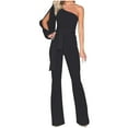 thumbnail image 1 of LMOIPLI Women's Vintage Adjustable Strap Romper Baggy Plain Color Wide Leg Outfits Overalls Long Bib Pants Lightweight Long Pants Fashion Summer Clothes Adjustable Strap Romper Black L, 1 of 6