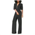 thumbnail image 1 of LMOIPLI Women's Vintage Adjustable Strap Romper Baggy Wide Leg Outfits Plain Color Adjustable Strap Romper Lightweight Long Pants Fashion Summer Clothes Overalls Long Bib Pants Black M, 1 of 8