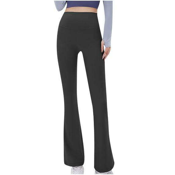 LMOIPLI Women's Vintage Yoga Leggings Elastic High Waist Lightweight Long Pants Yoga Leggings Sports Jogger Slim Fashion Summer Clothes Solid Color Black S