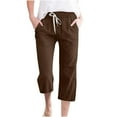 thumbnail image 1 of LMOIPLI Women's Wide Leg Lounge Trousers Elastic High Waist Crop Pants Fashion Summer Clothes Straight Wide Leg Plain Color Flowy Swing Palazzo Vintage Wide Leg Lounge Trousers Brown S, 1 of 5