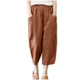 thumbnail image 1 of LMOIPLI Women's Wide Leg Lounge Trousers Elastic High Waist Straight Wide Leg Flowy Swing Palazzo Cropped Pants Solid Color Vintage Wide Leg Lounge Trousers Fashion Summer Clothes Orange S, 1 of 9
