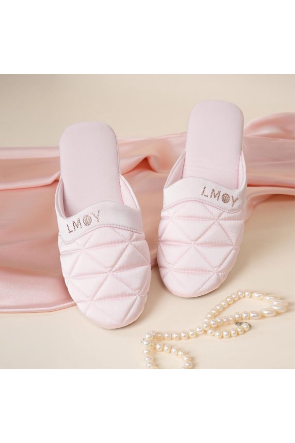 Elegant Women's Slippers: Hand-Glued Diamonds, Anti-Slip Sole, House Slippers Home Fashion Pink