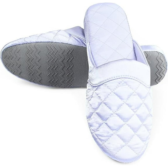 LMOY Elegant Women's Slippers Indoor Handmade House Slippers With Quilting Line Anti-Slip Home Fashion Light Blue 7-8