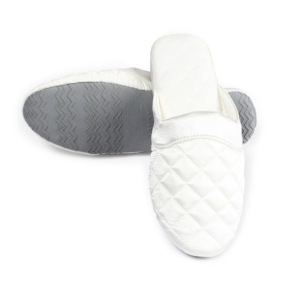 LMOY Elegant Women's Slippers Indoor Handmade House Slippers With Quilting Line Anti-Slip Home Fashion White 9-10
