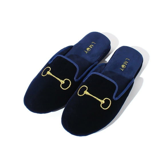 LMOY Velvet Slippers Women's Slippers House Lightweight Non-Slip Elegant House Slippers Blue