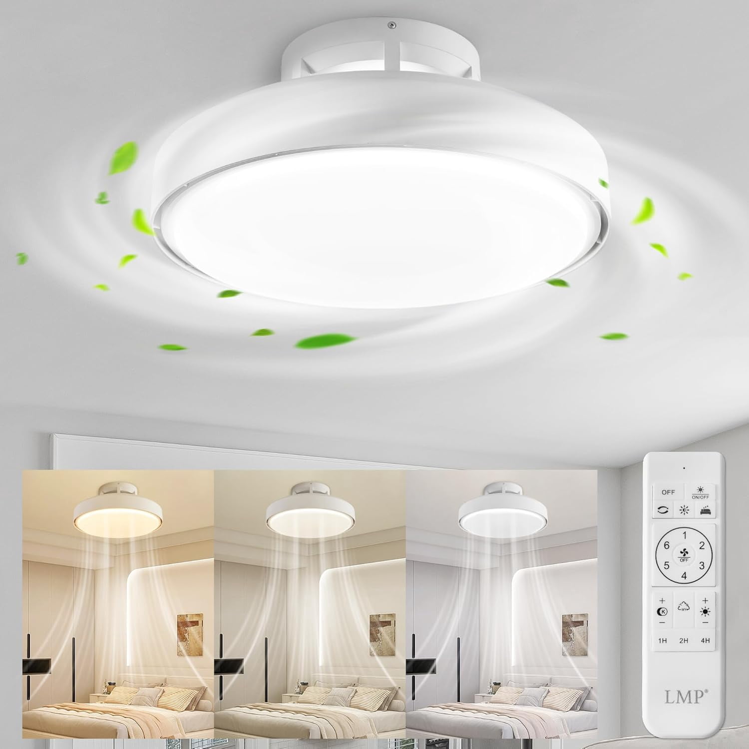 Fan Light Color Code LMP Ceiling Fans with Lights and Remote, 19’’ Low Profile Ceiling Fan ...