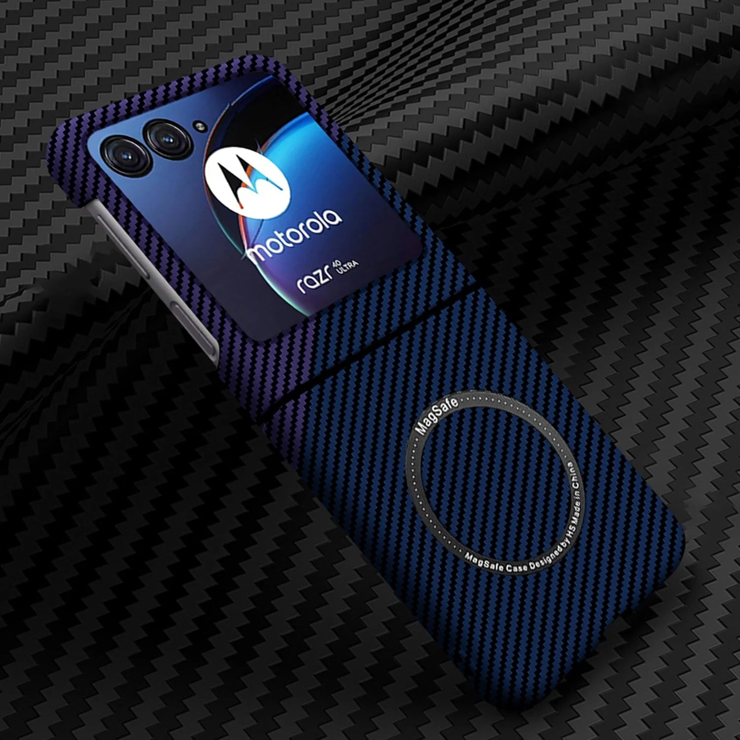 LMPTAO with Motorola Razr 2024 Case, Carbon Fiber Texture Shockproof