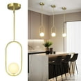 thumbnail image 1 of LMQNINE Modern Gold Globe Pendant Light,Adjustable Mid Century Chandelier for Kitchen Island,Dining Room,White Glass Shades (1-Light,3 Pack), 1 of 7