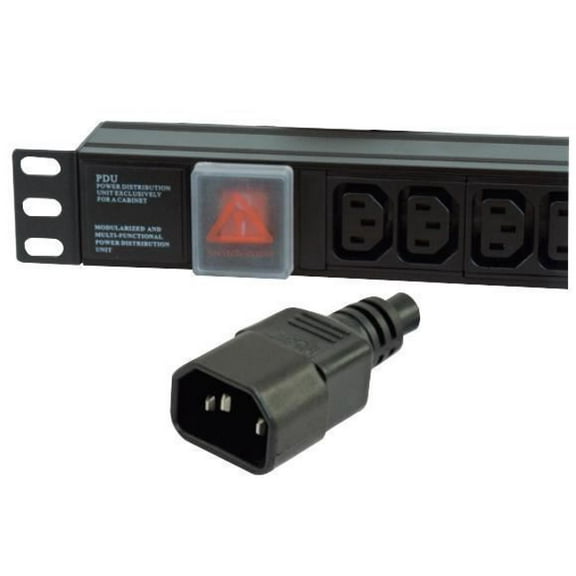 LMS DATA - 1U 8 Way 10A IEC C13 Sockets to C14 Plug Horizontal PDU