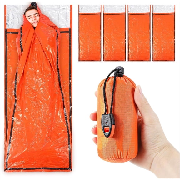 LMSOBT Emergency Bivy Sack Bivy Bag - Emergency Sleeping Bags Survival Sleeping Bag Bivvy Sack Waterproof Lightweight Foil Military Patriot Compact Gear Blanket Thermal Escape Camping(4 Pack )