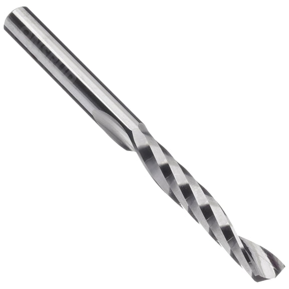 LMT Onsrud 65-012 Solid Carbide Upcut Spiral O Flute Cutting Tool, Uncoated (Bright) Finish, 1 Flute, 21 Degree Helix, 1/2" Cutting Length, 1/8" Cutting Diameter, 1/4" Shank Diameter