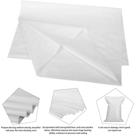 LMTODLFG 10 Pack Empty Sand Bags, White Woven Polypropylene Sandbags for Flood Control Emergency Situation Roadblock Building Construction